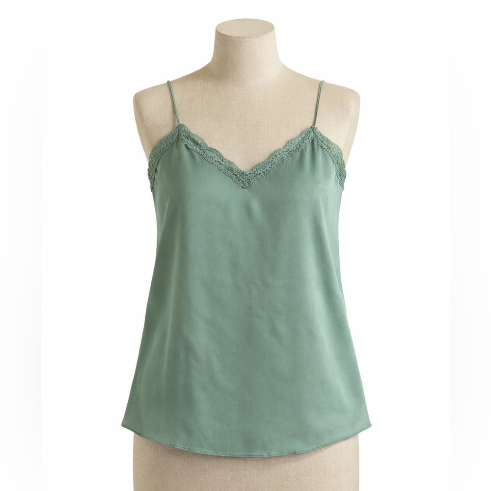MNG Sage Green Lace Trim Camisole Size M